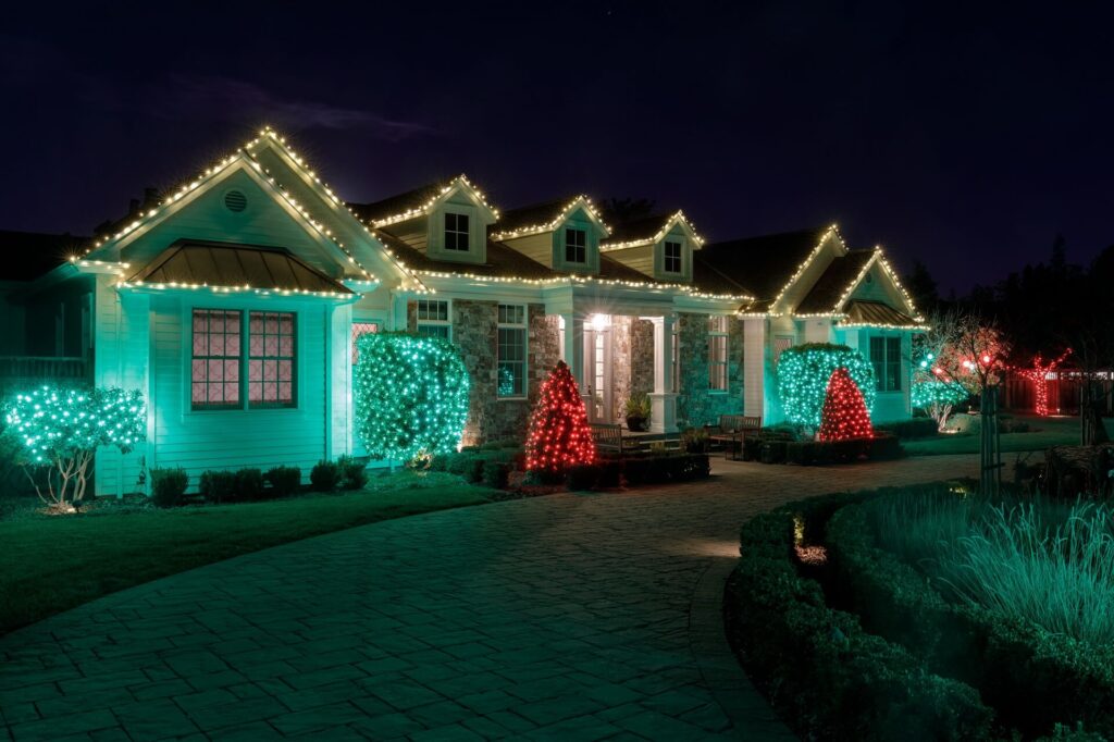 Residential House colored lights